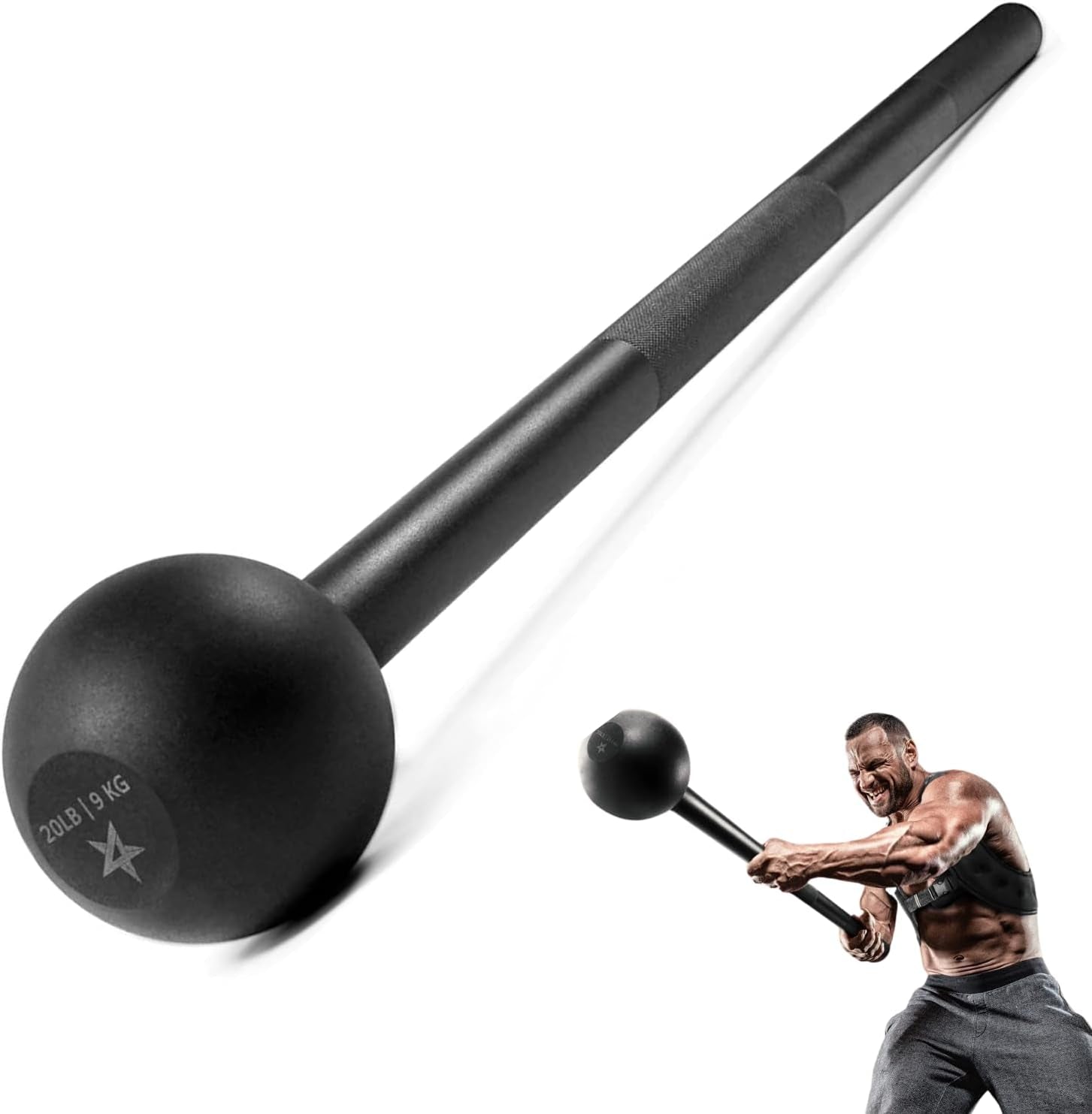 Steel Mace Bell for Comprehensive Strength Training - Enhances Full Body, Muscle, Shoulder, Grip, and Forearm Workouts for Rehabilitation and Stretching, Available in 5, 7, 10, 15, 20, 25, and 30 lbs for Both Women and Men