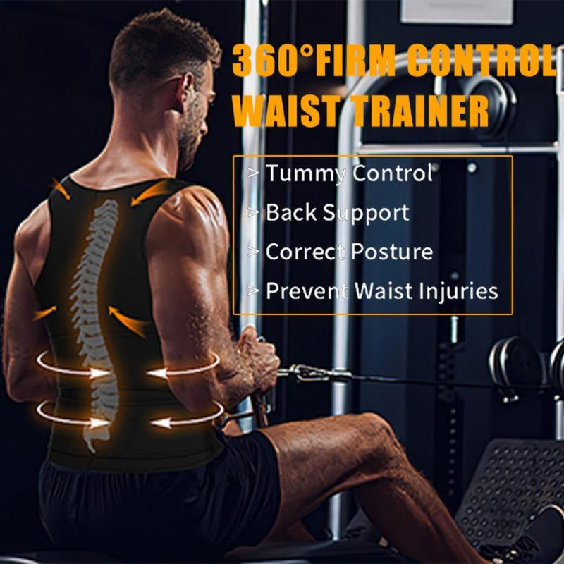 Men'S Sweat Vest Waist Trainer Double Belt Body Shaper for Gym Workout Running Outfits Compression Shirt Muscle Athletic Undershirt