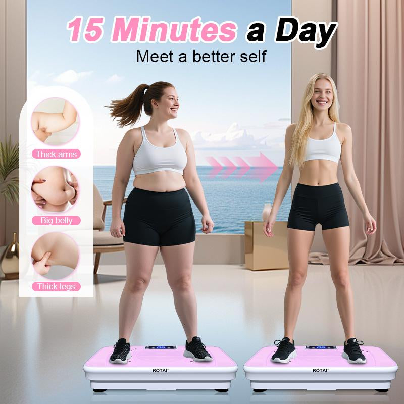 Fallfreshness Vibration Plate Gym 300 Lbs Lymphatic Drainage Machine Full Body Workout with 2 Resistance Bands for Home Fitness and Recovery