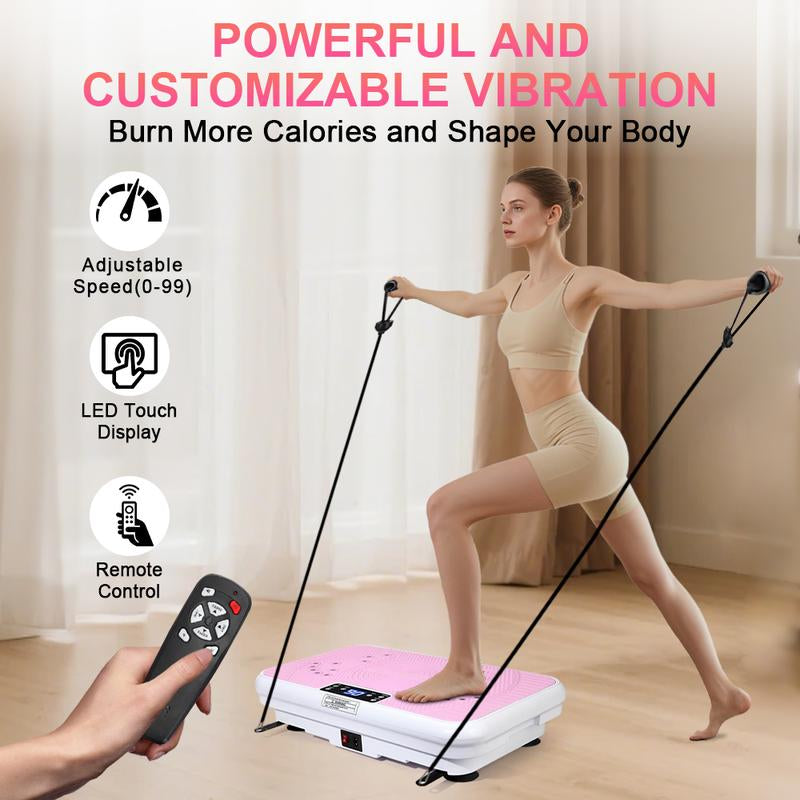 Fallfreshness Vibration Plate Gym 300 Lbs Lymphatic Drainage Machine Full Body Workout with 2 Resistance Bands for Home Fitness and Recovery