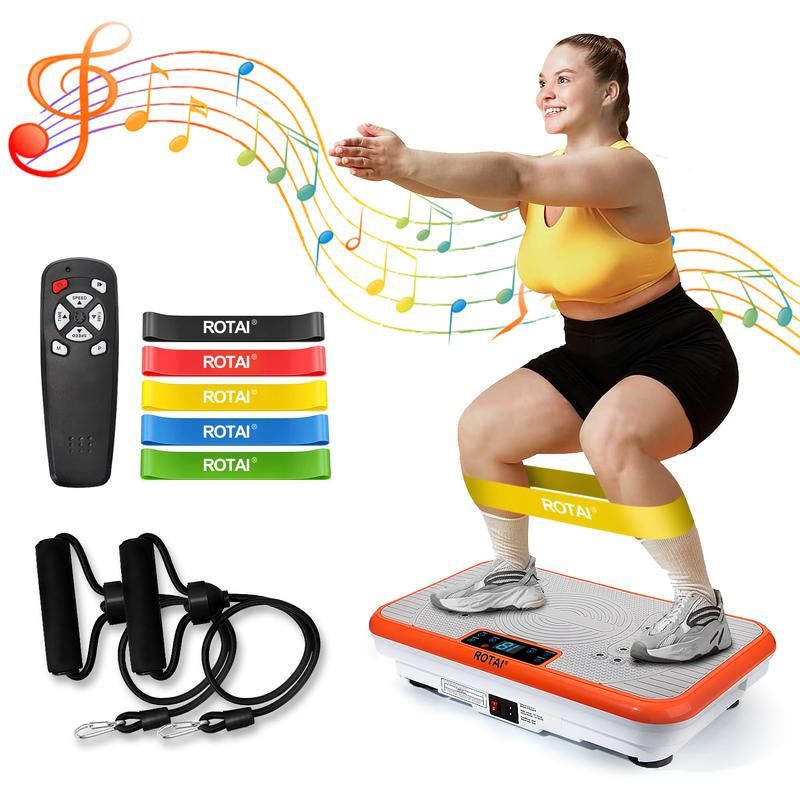 Fallfreshness Vibration Plate Gym 300 Lbs Lymphatic Drainage Machine Full Body Workout with 2 Resistance Bands for Home Fitness and Recovery