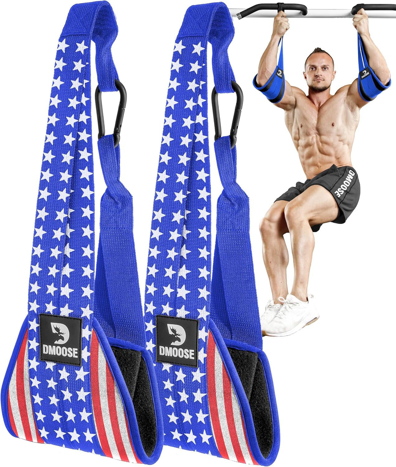 Hanging Ab Straps for Pull-Up Bars - Padded Exercise Straps for Core Strength Training and Leg Raises, Includes 2 Steel Carabiners - Ideal Abs Equipment for Home and Gym Use