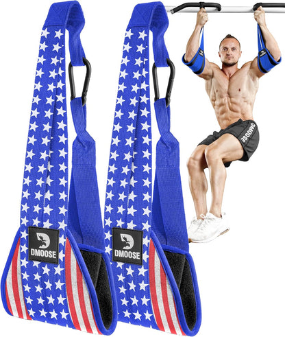 Hanging Ab Straps for Pull-Up Bars - Padded Exercise Straps for Core Strength Training and Leg Raises, Includes 2 Steel Carabiners - Ideal Abs Equipment for Home and Gym Use