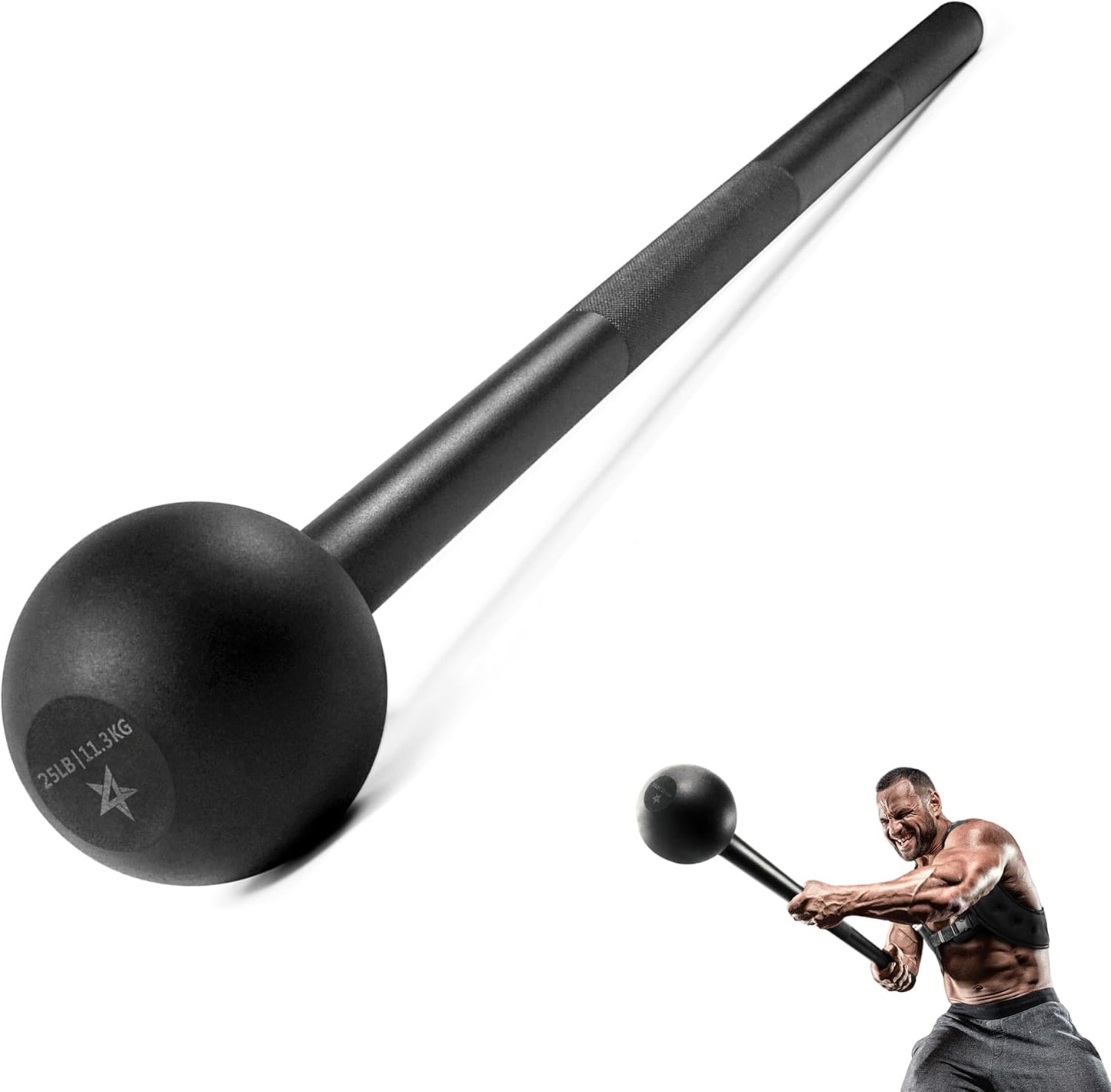 Steel Mace Bell for Comprehensive Strength Training - Enhances Full Body, Muscle, Shoulder, Grip, and Forearm Workouts for Rehabilitation and Stretching, Available in 5, 7, 10, 15, 20, 25, and 30 lbs for Both Women and Men
