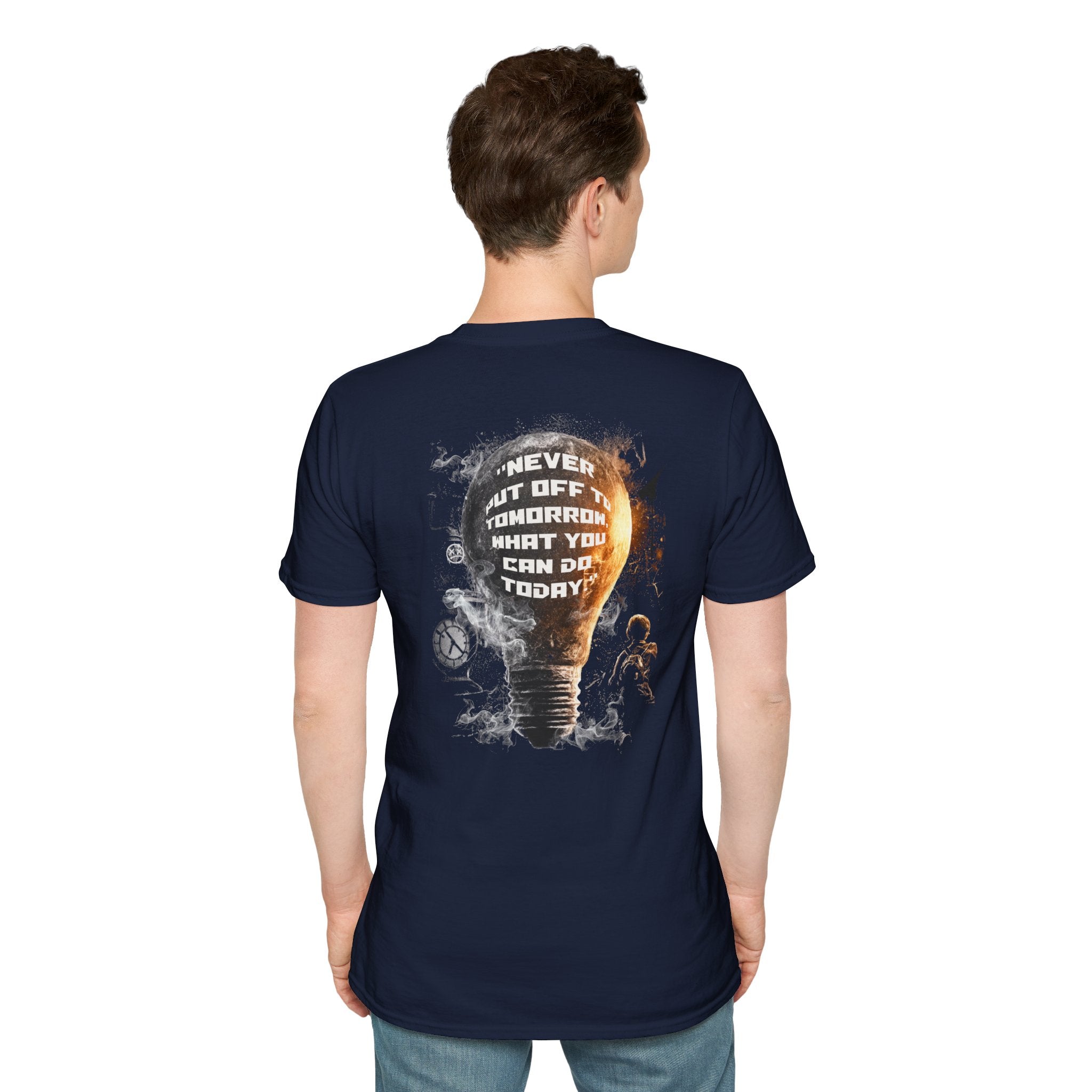 Lightbulb T-Shirt Design — “Never Put Off Tomorrow What You Can Do Today”