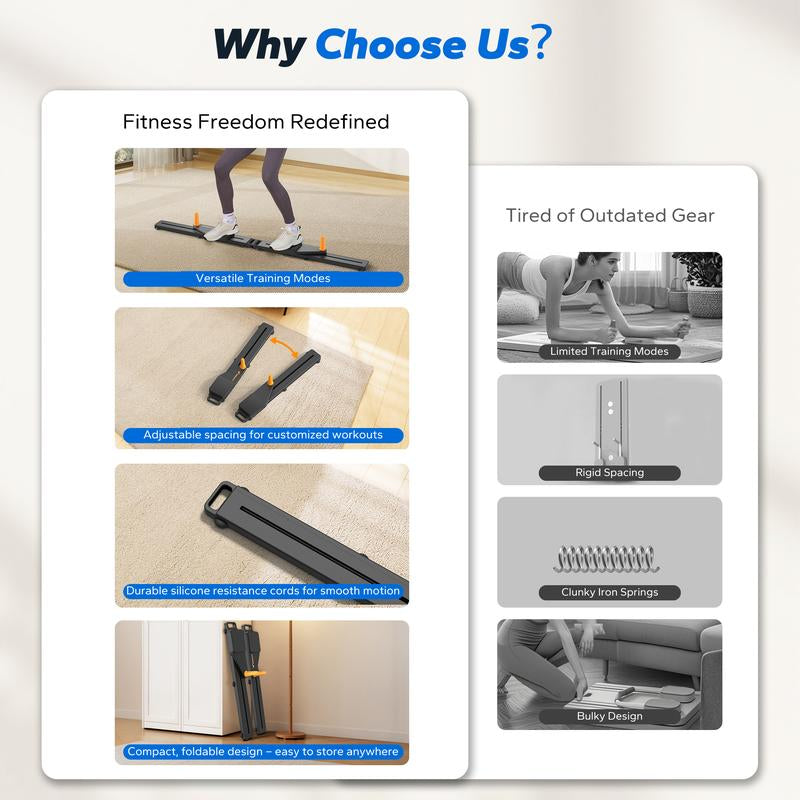 Merach Adjustable Multi-Functional Ab Exercise Board with Split Slide Roller and Knee Mat for Home Gym Core and Ab Strength Training