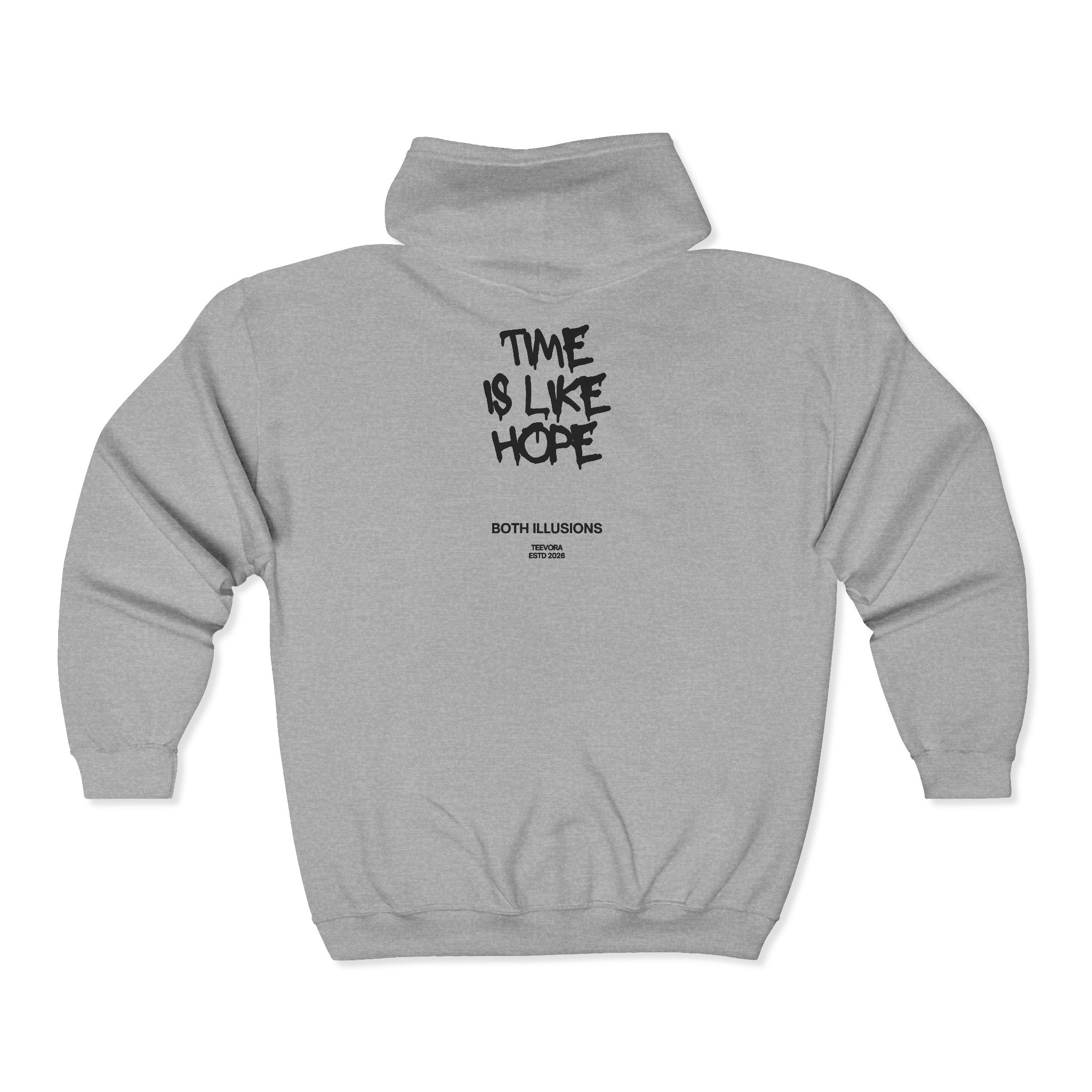 'Time Is Like Hope' Back Graphic Zip-Up Sweatshirt