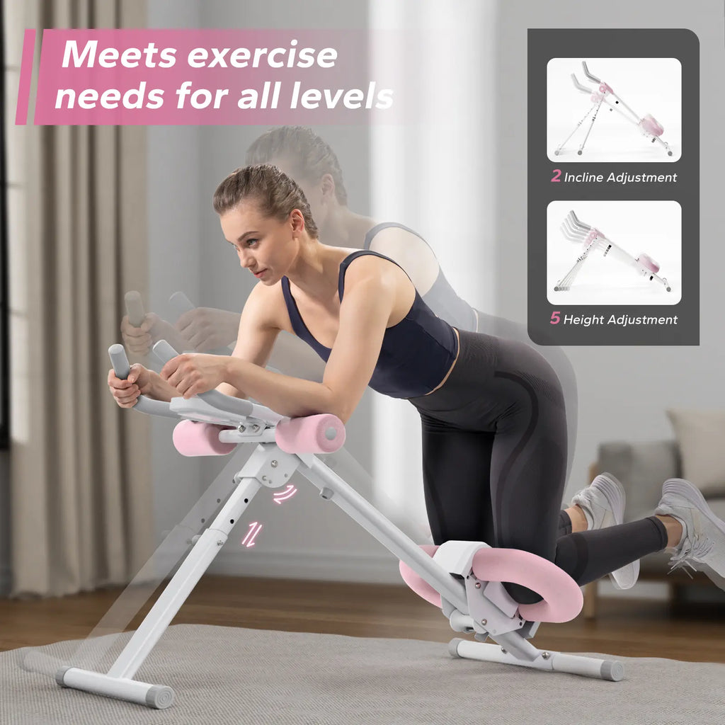 Merach Adjustable Ab Trainer Machine with LCD Monitor - Foldable Home Gym Equipment for Core, Abs, Arms, Legs, and Buttocks Shaping for Women