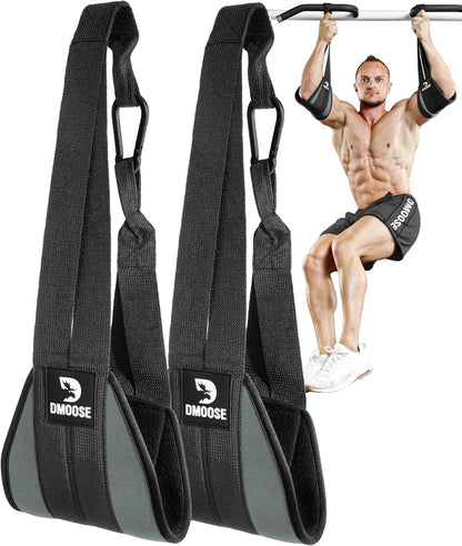 Hanging Ab Straps for Pull-Up Bars - Padded Exercise Straps for Core Strength Training and Leg Raises, Includes 2 Steel Carabiners - Ideal Abs Equipment for Home and Gym Use