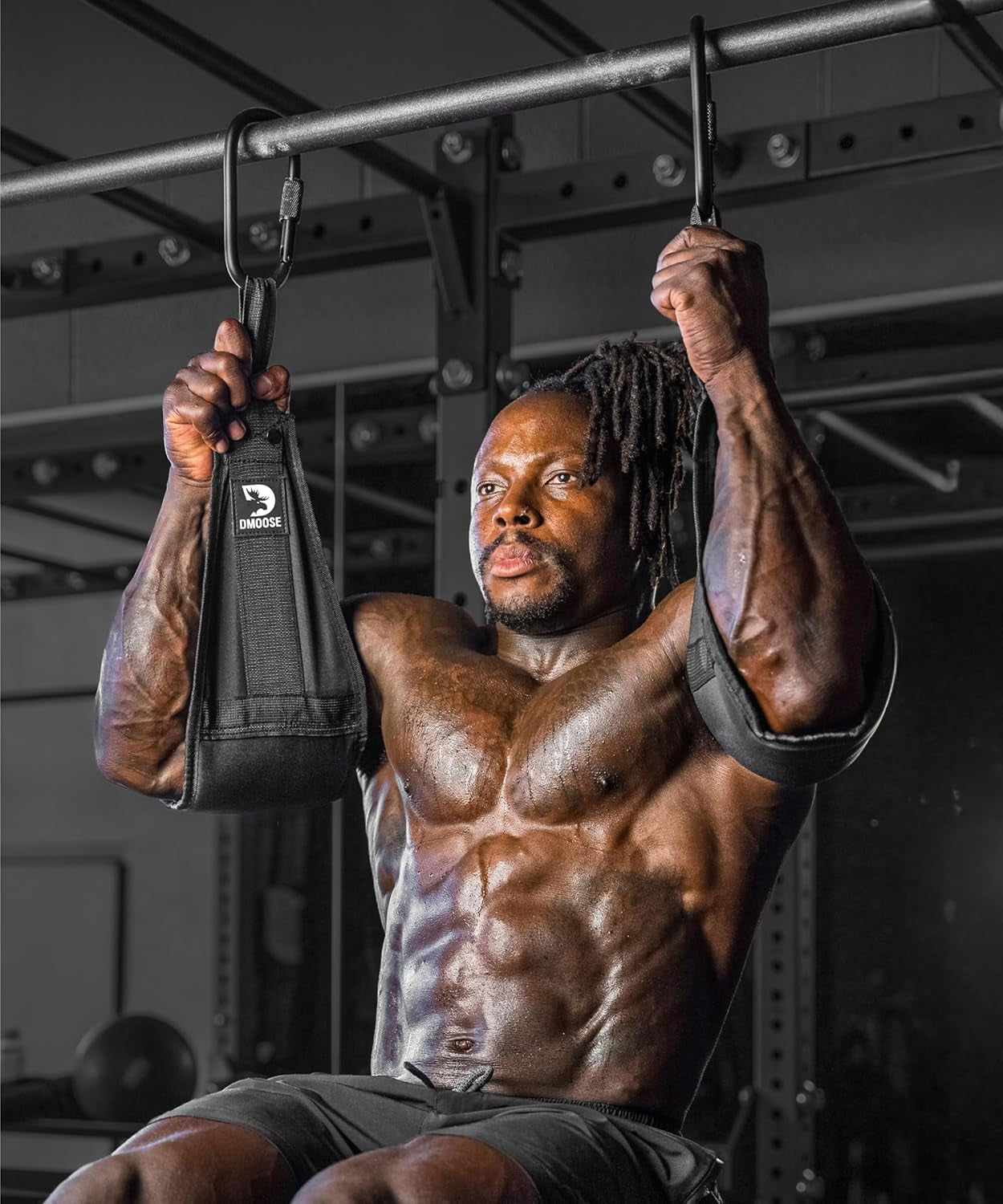Hanging Ab Straps for Pull-Up Bars - Padded Exercise Straps for Core Strength Training and Leg Raises, Includes 2 Steel Carabiners - Ideal Abs Equipment for Home and Gym Use
