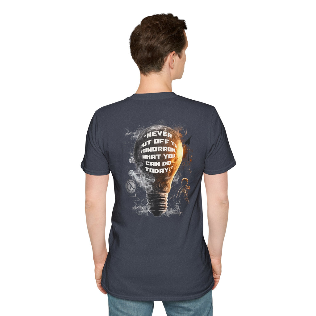 Lightbulb T-Shirt Design — “Never Put Off Tomorrow What You Can Do Today”