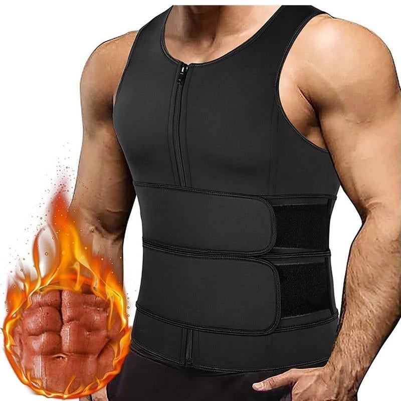 Men'S Sweat Vest Waist Trainer Double Belt Body Shaper for Gym Workout Running Outfits Compression Shirt Muscle Athletic Undershirt
