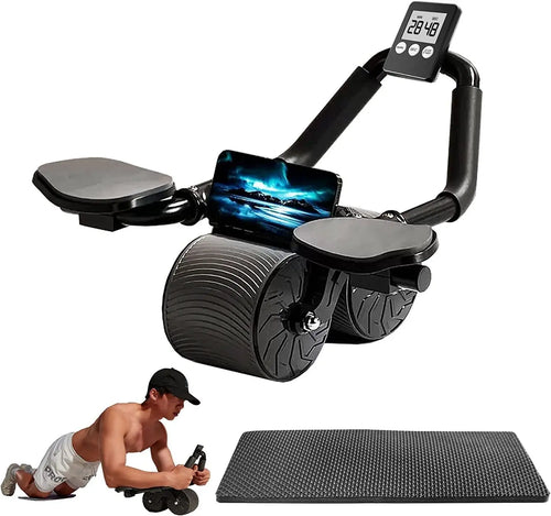 Ab Roller Wheel for Core Muscle Training with Automatic Rebound and Timer