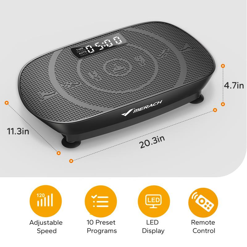 Merach Slim Vibration Plate Exercise Machine with Lymphatic Drainage - Compact Design for Whole Body Workout Fitness Equipment