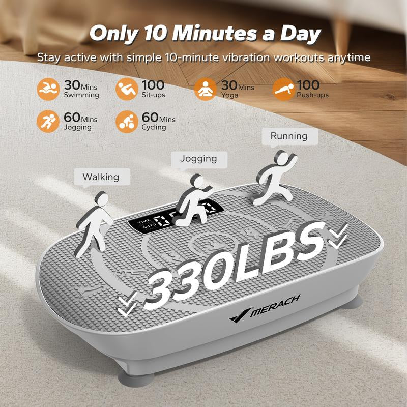 Merach Slim Vibration Plate Exercise Machine with Lymphatic Drainage - Compact Design for Whole Body Workout Fitness Equipment