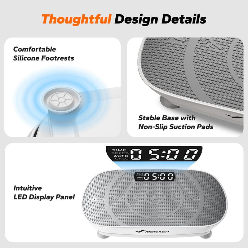 Merach Slim Vibration Plate Exercise Machine with Lymphatic Drainage - Compact Design for Whole Body Workout Fitness Equipment