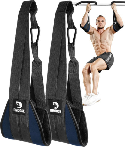 Hanging Ab Straps for Pull-Up Bars - Padded Exercise Straps for Core Strength Training and Leg Raises, Includes 2 Steel Carabiners - Ideal Abs Equipment for Home and Gym Use