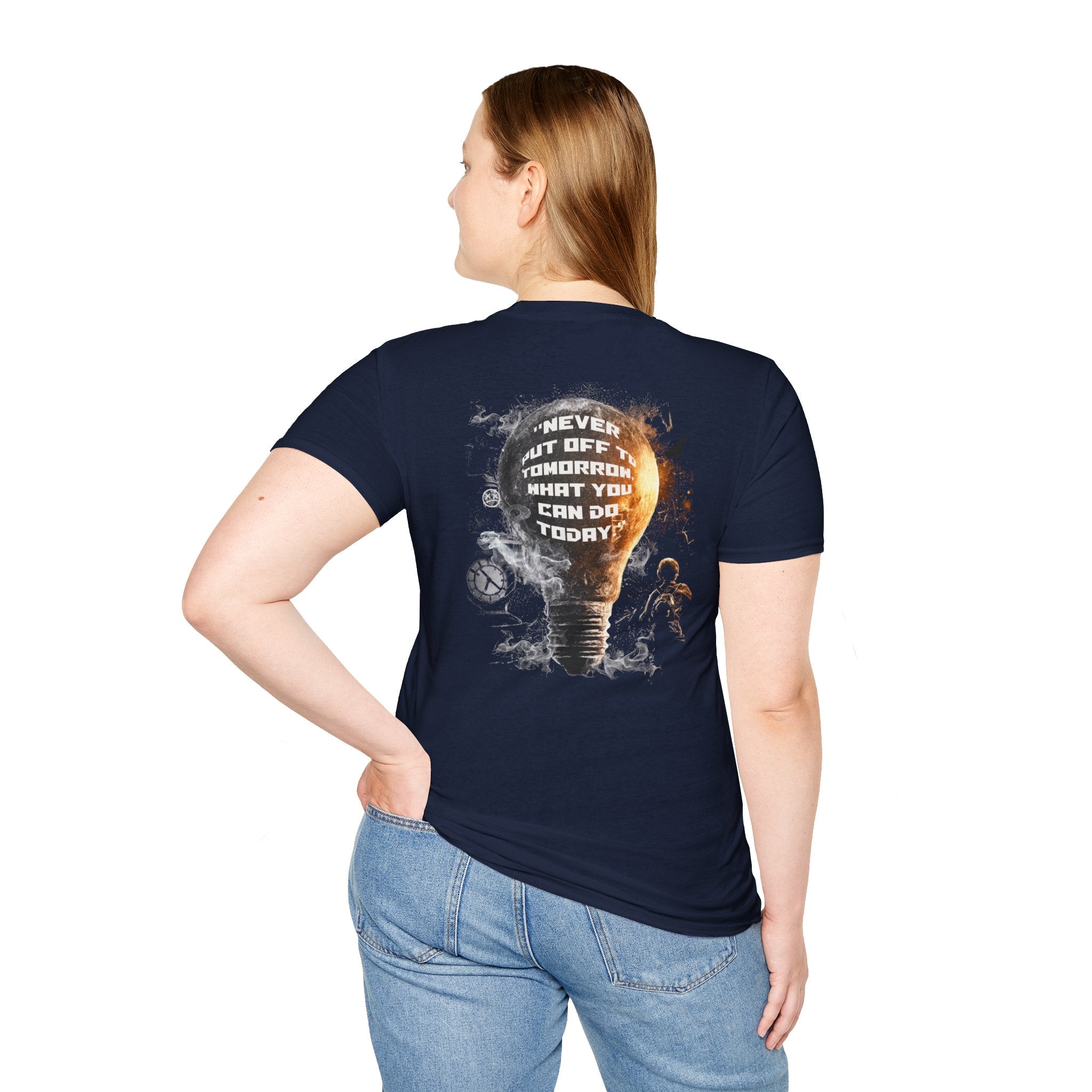 Lightbulb T-Shirt Design — “Never Put Off Tomorrow What You Can Do Today”