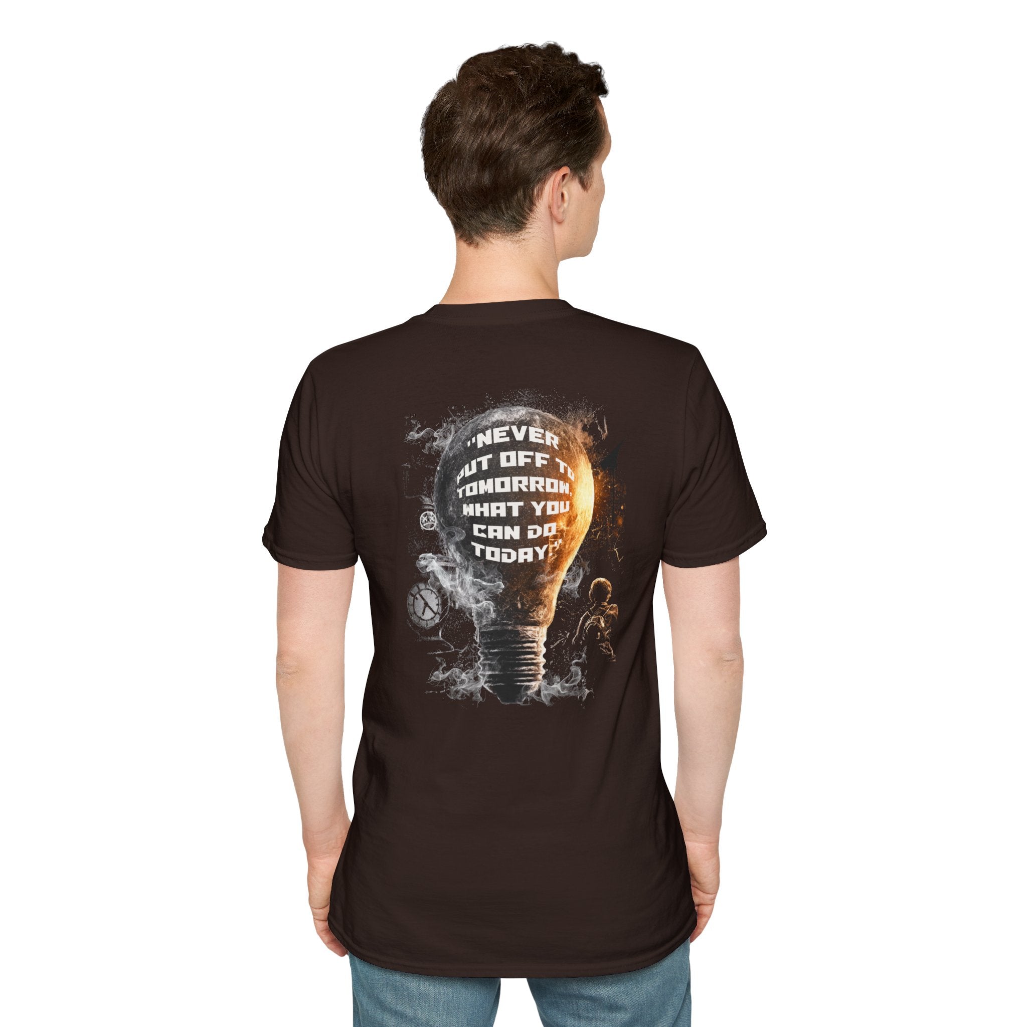 Lightbulb T-Shirt Design — “Never Put Off Tomorrow What You Can Do Today”