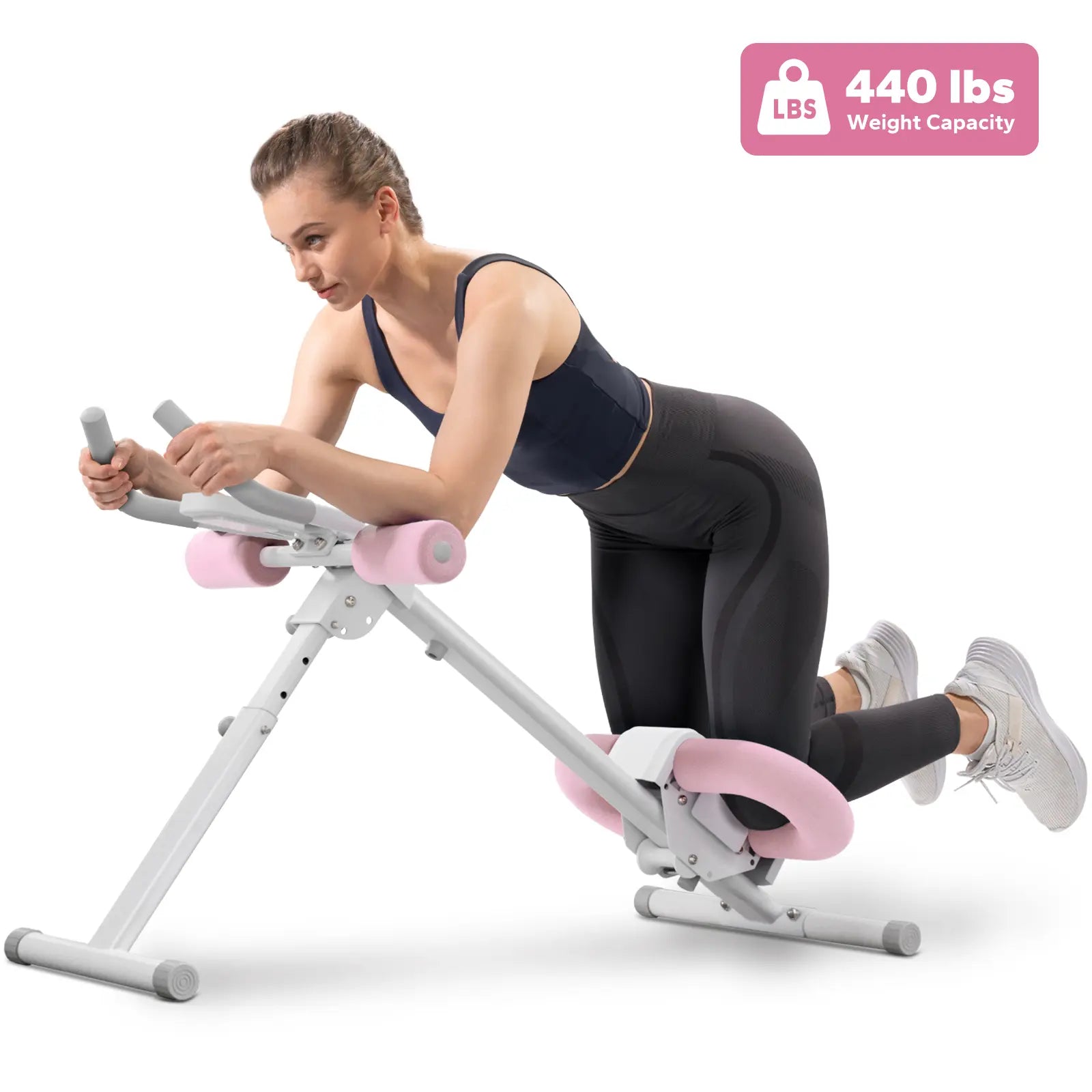 Merach Adjustable Ab Trainer Machine with LCD Monitor - Foldable Home Gym Equipment for Core, Abs, Arms, Legs, and Buttocks Shaping for Women