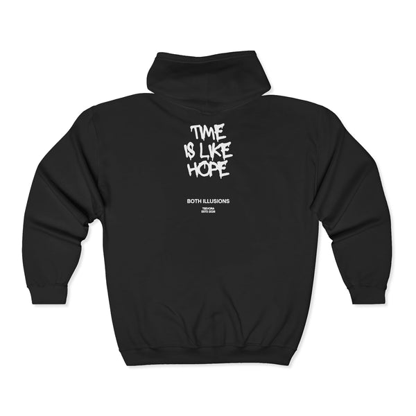 'Time Is Like Hope' Back Graphic Zip-Up Sweatshirt