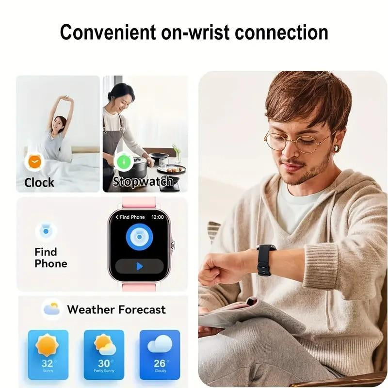 Smart Watch with Wireless Calling, Multi-Sport Modes, and Comprehensive Notification Features