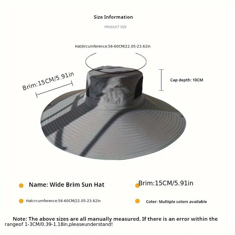 [Hand Washable Adjustable Fishing Cap] Extra Wide Brim Sun Hat, Adjustable Fishing Cap, 100% Polyester Vacation Style Sun Protection Hat, Hand Washable - Outdoor Travel Essentials