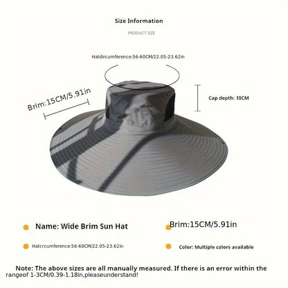 [Hand Washable Adjustable Fishing Cap] Extra Wide Brim Sun Hat, Adjustable Fishing Cap, 100% Polyester Vacation Style Sun Protection Hat, Hand Washable - Outdoor Travel Essentials