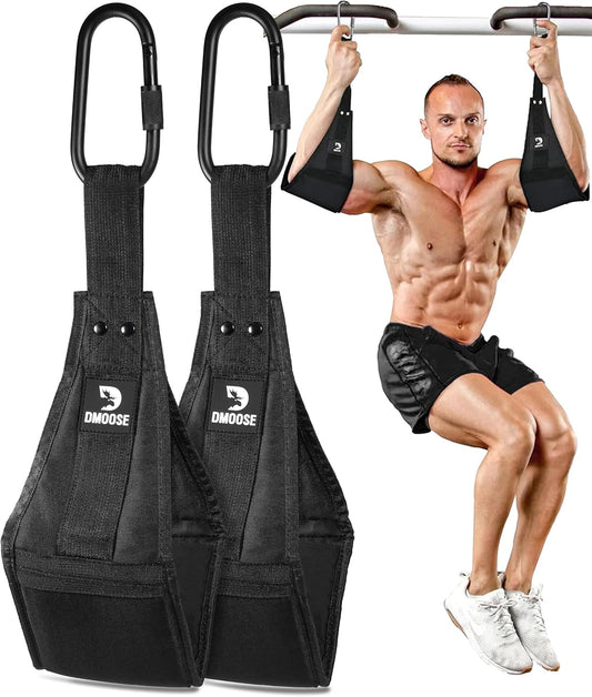 Hanging Ab Straps for Pull-Up Bars - Padded Exercise Straps for Core Strength Training and Leg Raises, Includes 2 Steel Carabiners - Ideal Abs Equipment for Home and Gym Use