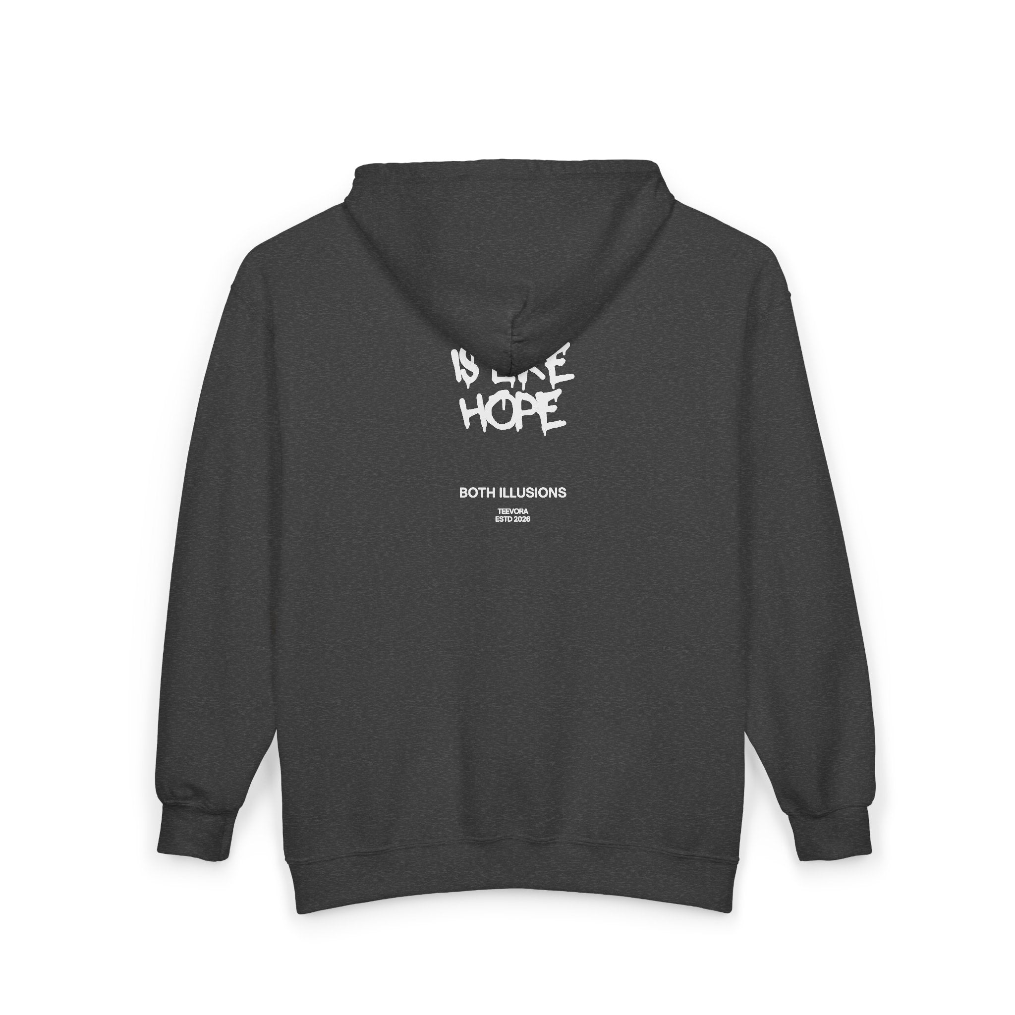 'Time Is Like Hope' Back Graphic Zip-Up Sweatshirt