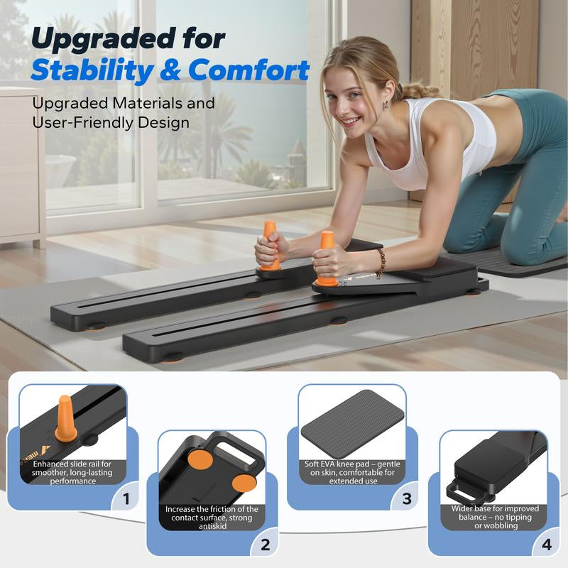 Merach Adjustable Multi-Functional Ab Exercise Board with Split Slide Roller and Knee Mat for Home Gym Core and Ab Strength Training