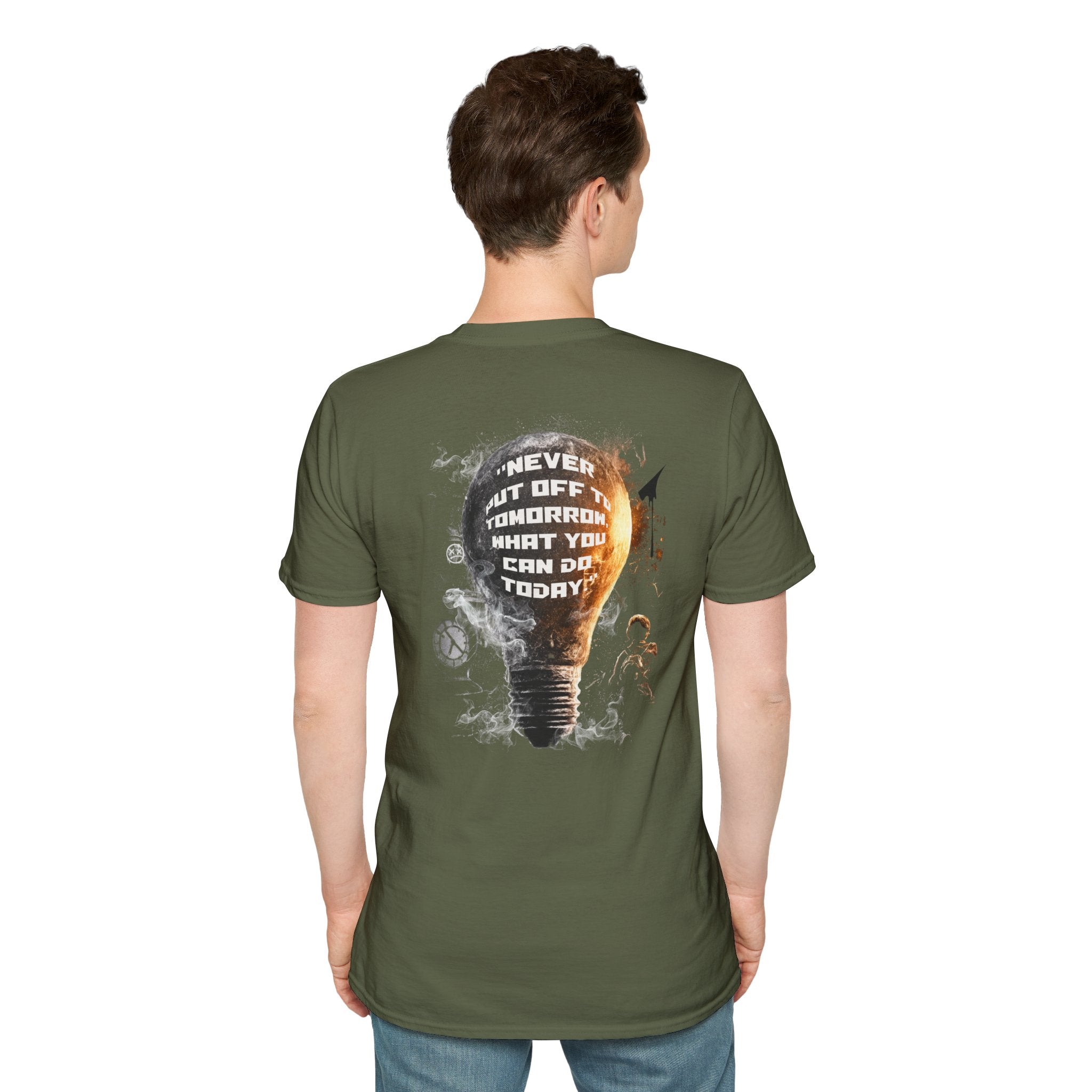 Lightbulb T-Shirt Design — “Never Put Off Tomorrow What You Can Do Today”