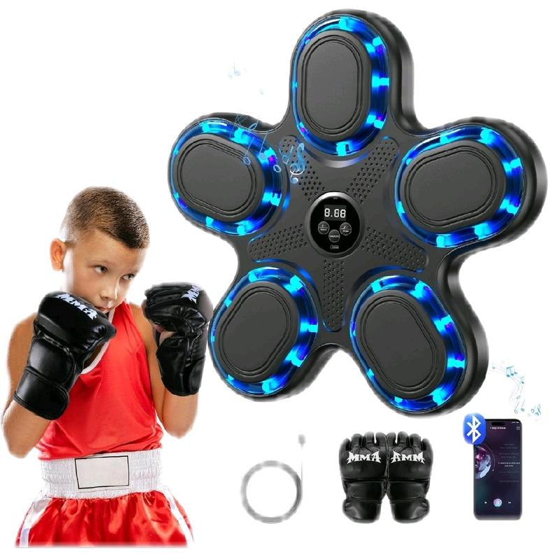 Home and Office Fitness Trainer 2025: Upgraded Smart Bluetooth Boxing Machine with Punch Counter, Gloves, LED Lighting, and Adjustable Speed, Wall-Mounted Design