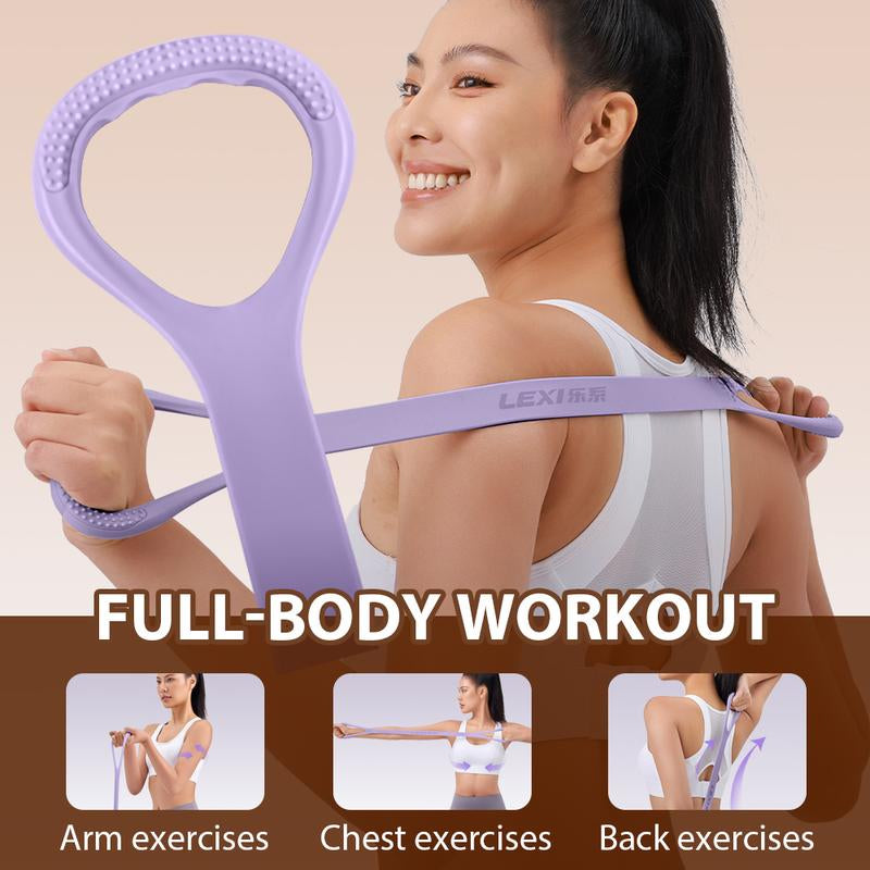 LEXI Figure 8 Resistance Bands for Women Men 8 Shaped Silicone Material Original Stretch Band for Arms Chest Expander Yoga Gym Fitness Home Workout Quick Effective Workouts Ergonomic Design Skin Friendly Portable Full Body Toning