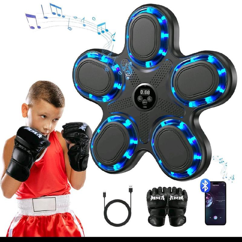 Home and Office Fitness Trainer 2025: Upgraded Smart Bluetooth Boxing Machine with Punch Counter, Gloves, LED Lighting, and Adjustable Speed, Wall-Mounted Design