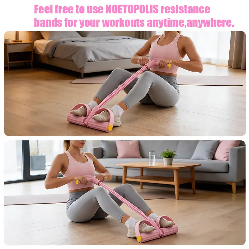 Elastic Sit-Up Resistance Band Fitness Equipment, 6-Tube Pedal System for Home Gym Yoga and Core Training