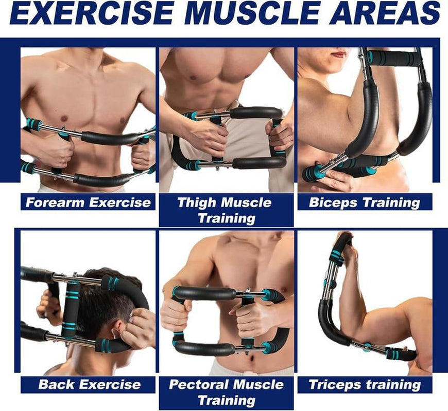 Arm Trainer, Adjustable Power Twister Bar, Chest Shoulder Arm Workout Equipment, Portable Detachable Upper Body Fitness Machine for Home & Gym Hand Grip Strengthener