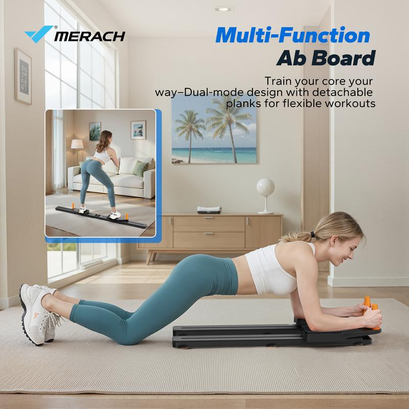 Merach Adjustable Multi-Functional Ab Exercise Board with Split Slide Roller and Knee Mat for Home Gym Core and Ab Strength Training