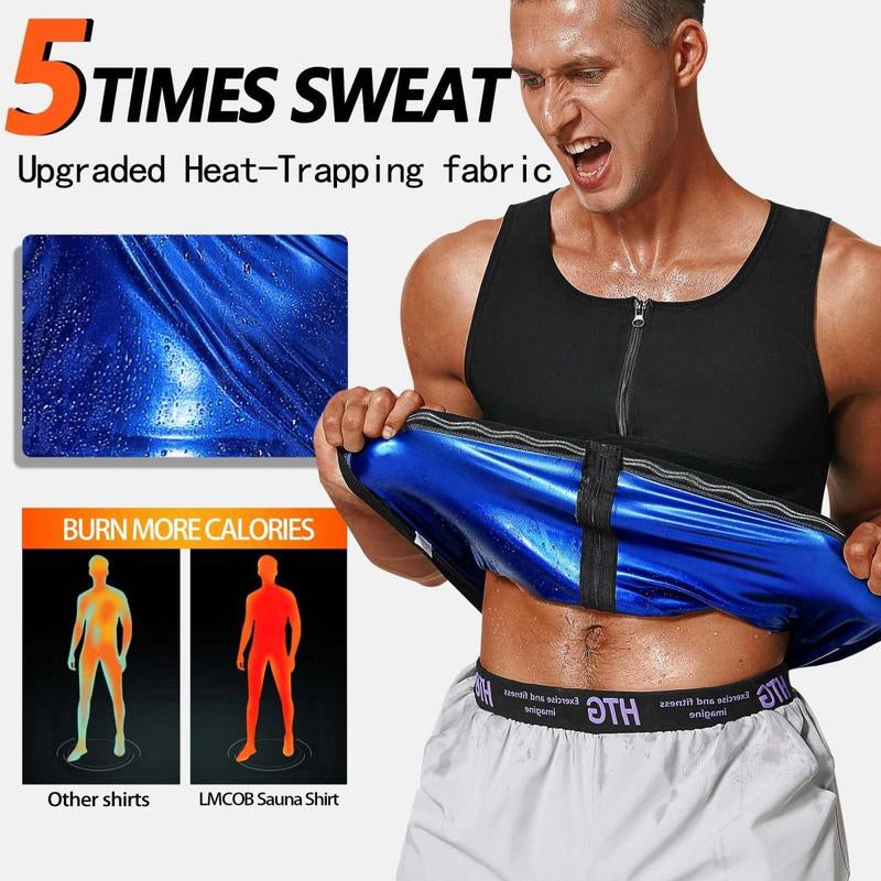 Men'S Sweat Vest Waist Trainer Double Belt Body Shaper for Gym Workout Running Outfits Compression Shirt Muscle Athletic Undershirt