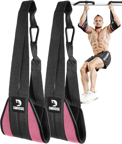 Hanging Ab Straps for Pull-Up Bars - Padded Exercise Straps for Core Strength Training and Leg Raises, Includes 2 Steel Carabiners - Ideal Abs Equipment for Home and Gym Use