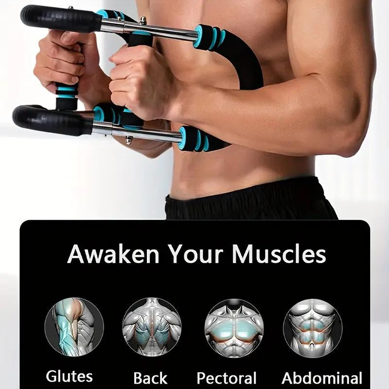 Arm Trainer, Adjustable Power Twister Bar, Chest Shoulder Arm Workout Equipment, Portable Detachable Upper Body Fitness Machine for Home & Gym Hand Grip Strengthener