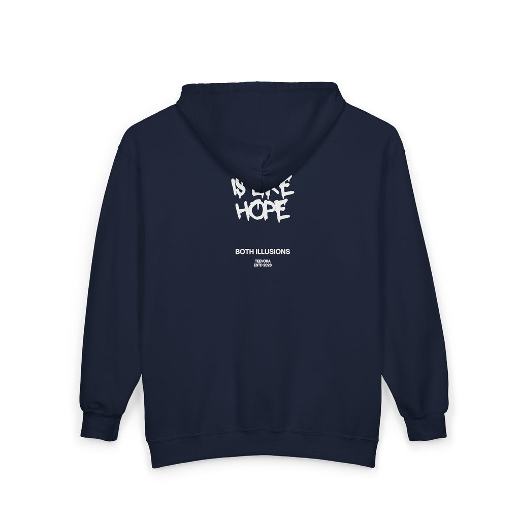 'Time Is Like Hope' Back Graphic Zip-Up Sweatshirt