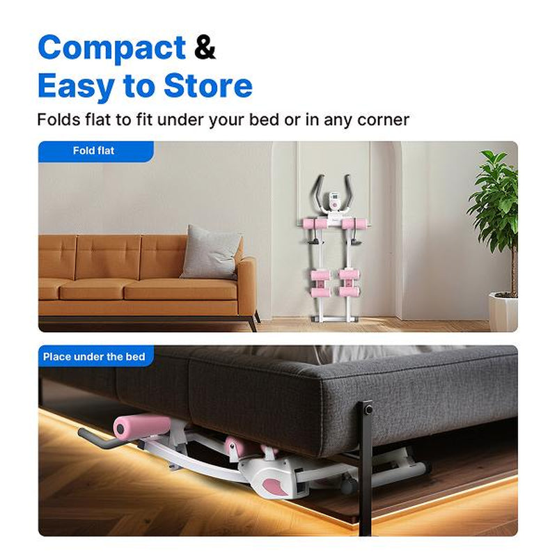 Merach Dual Track Adjustable Ab Trainer with LCD Monitor - Home Gym Core and Waist Shaper for Women, Foldable Exercise Equipment for Abs, Arms, Legs, and Buttocks