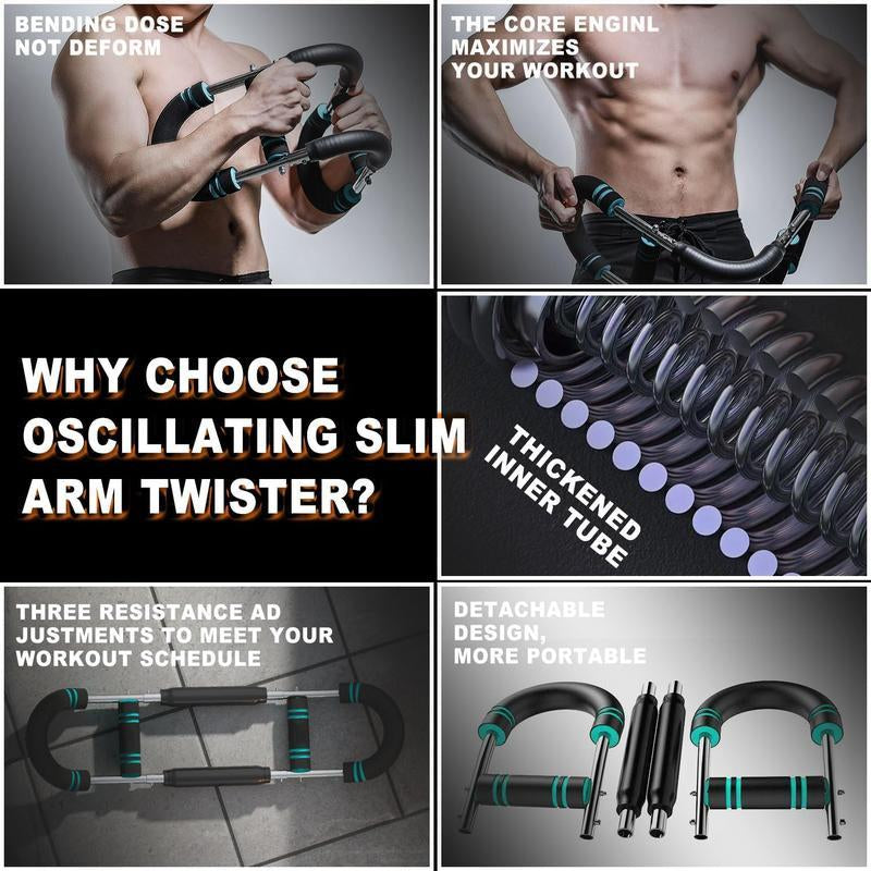 Arm Trainer, Adjustable Power Twister Bar, Chest Shoulder Arm Workout Equipment, Portable Detachable Upper Body Fitness Machine for Home & Gym Hand Grip Strengthener