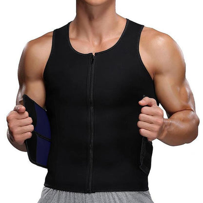 Men'S Sweat Vest Waist Trainer Double Belt Body Shaper for Gym Workout Running Outfits Compression Shirt Muscle Athletic Undershirt