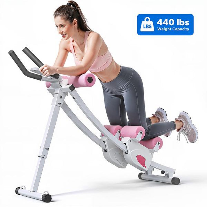 Merach Dual Track Adjustable Ab Trainer with LCD Monitor - Home Gym Core and Waist Shaper for Women, Foldable Exercise Equipment for Abs, Arms, Legs, and Buttocks