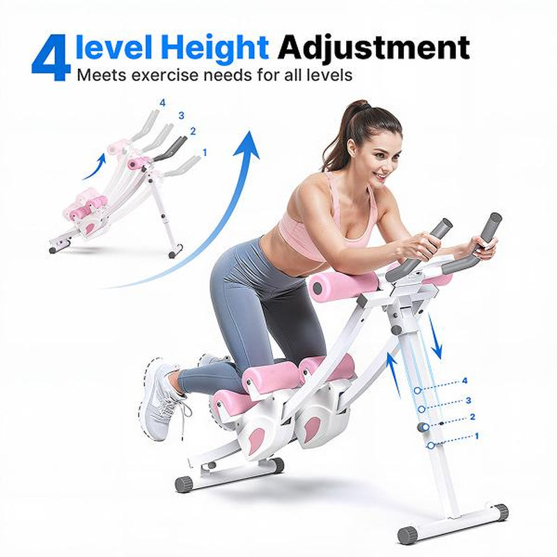 Merach Dual Track Adjustable Ab Trainer with LCD Monitor - Home Gym Core and Waist Shaper for Women, Foldable Exercise Equipment for Abs, Arms, Legs, and Buttocks