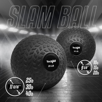Slam Balls, 10-40Lb Weighted Ball Weight, Durable PVC Sand Filled Workout Dynamic Slam Ball for Core Strengthen