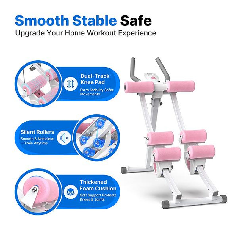 Merach Dual Track Adjustable Ab Trainer with LCD Monitor - Home Gym Core and Waist Shaper for Women, Foldable Exercise Equipment for Abs, Arms, Legs, and Buttocks