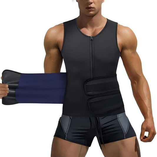 Men'S Sweat Vest Waist Trainer Double Belt Body Shaper for Gym Workout Running Outfits Compression Shirt Muscle Athletic Undershirt